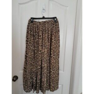 M.P.H. Collection Women’s Maxi  Ruffle Brown Design Skirt Pull On. Medium. B38